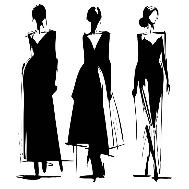 Vecteur des mannequins élégants des filles de mode abstraites sketch