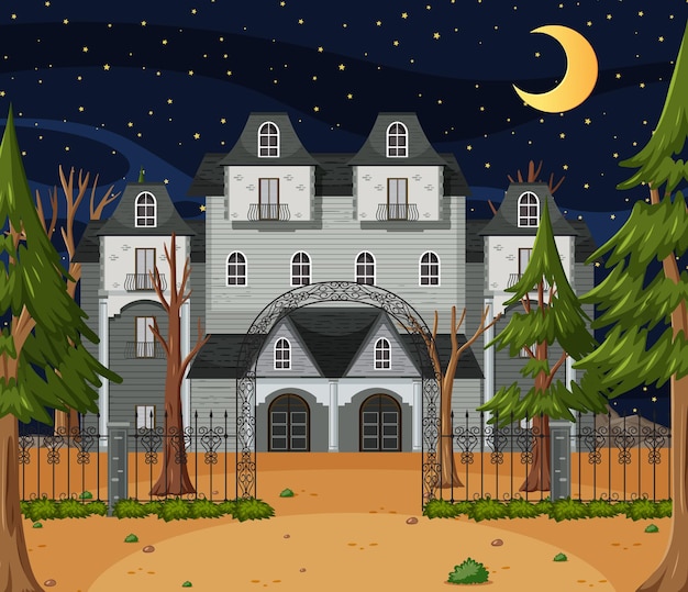 Manoir d'halloween hanté la nuit