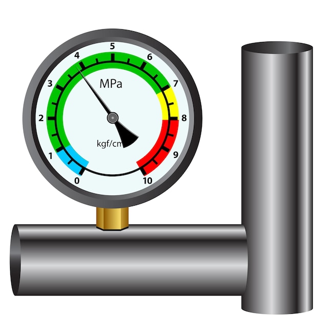 Vecteur manomètre à gaz isolé sur fond blanc