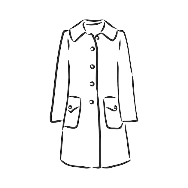 Manteau D'automne Illustration Vectorielle Dessinés à La Main élément De Conception De Croquis D'imperméable