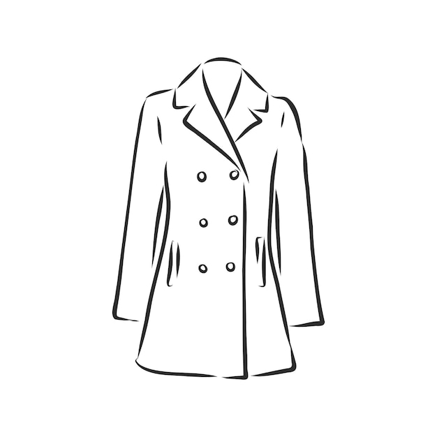 Manteau Femme, Croquis à Plat De Mode. Manteau De Femme De Dessin Technique, Illustration De Croquis De Vecteur