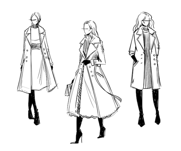 Manteau D'hiver. Illustration De Mode, Vecteur