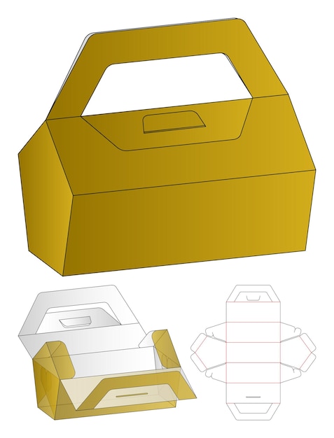 Vecteur maquette 3d de conception de modèle de découpe d'emballage de boîte