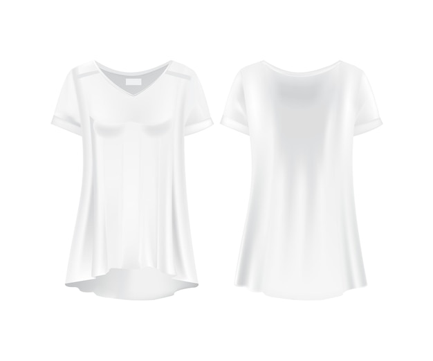 Maquette Blanche De Tuniques De T-shirts Pour Femmes Vue Avant Et Arrière