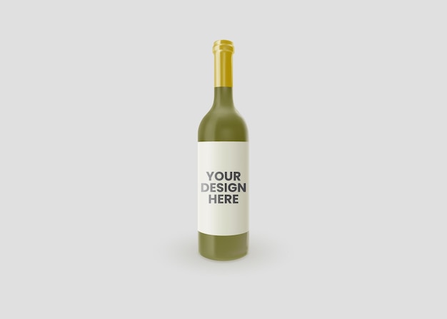 maquette de bouteille de vin avec illustration de fond blanc