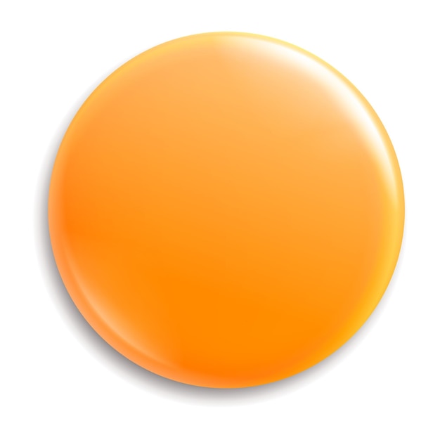 Maquette de broche en métal orange. Modèle de bouton magnétique
