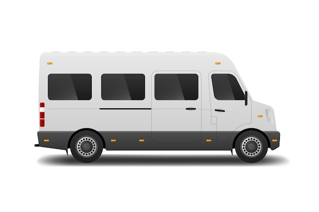 Maquette de bus réaliste Van blanc pour la livraison Illustration vectorielle