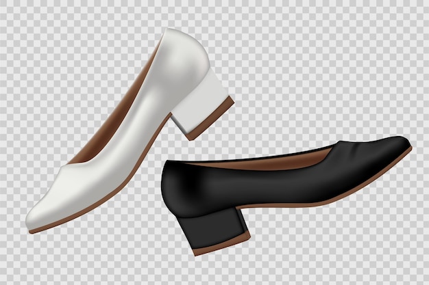 maquette de chaussures féminines noires et blanches ou de talons hauts en vecteur