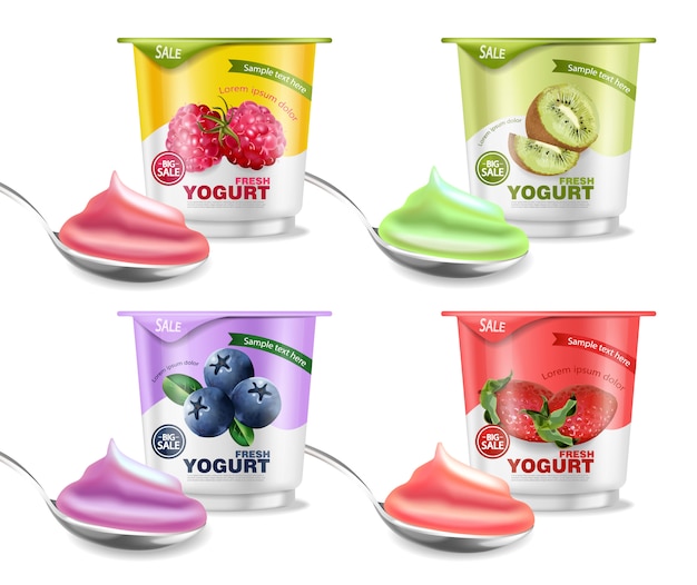 Vecteur maquette de collecte de fruits au yaourt