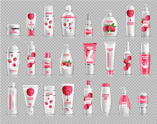 Maquette de collection de cosmétiques framboise