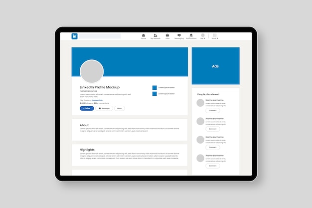 Maquette de design plat linkedin