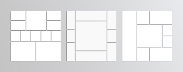 Vecteur maquette de grille géométrique ensemble de collage de photos collection de cadre d'images en mosaïque disposition d'images de portefeuille