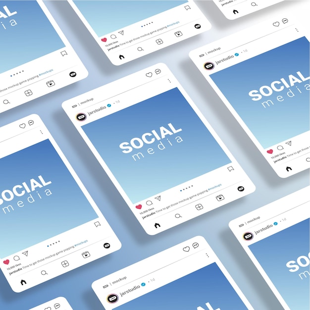 Une maquette isométrique d'Instagram