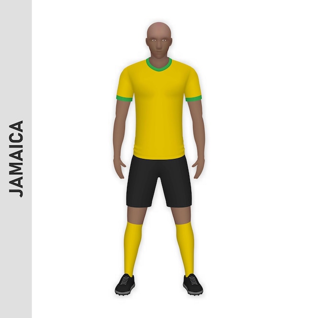 Maquette de joueur de football réaliste en 3D Kit de l'équipe de football de la Jamaïque