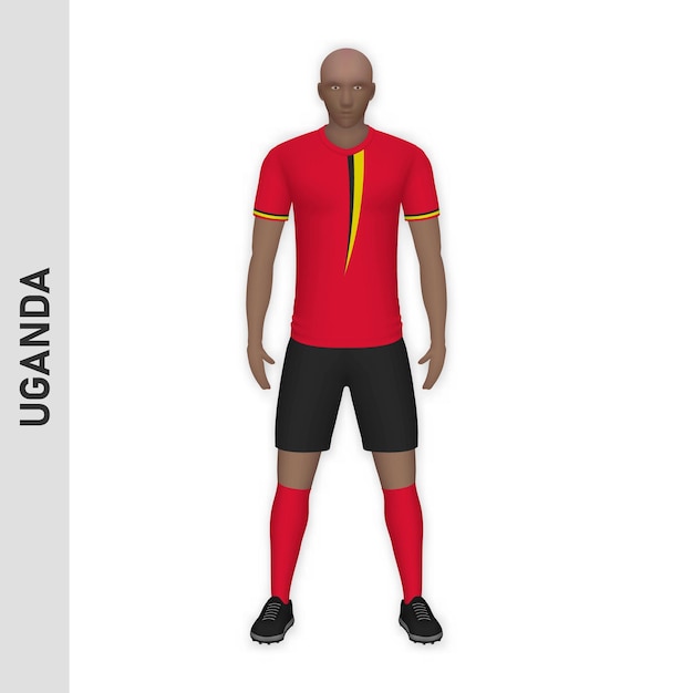Maquette de joueur de football réaliste en 3D Kit de l'équipe de football de l'Ouganda temp