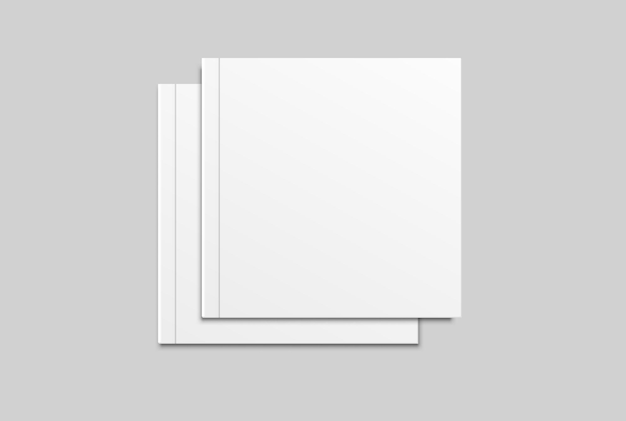 Maquette de magazine 3D avec une couverture blanche isolée sur le fond pour la présentation d'affaires