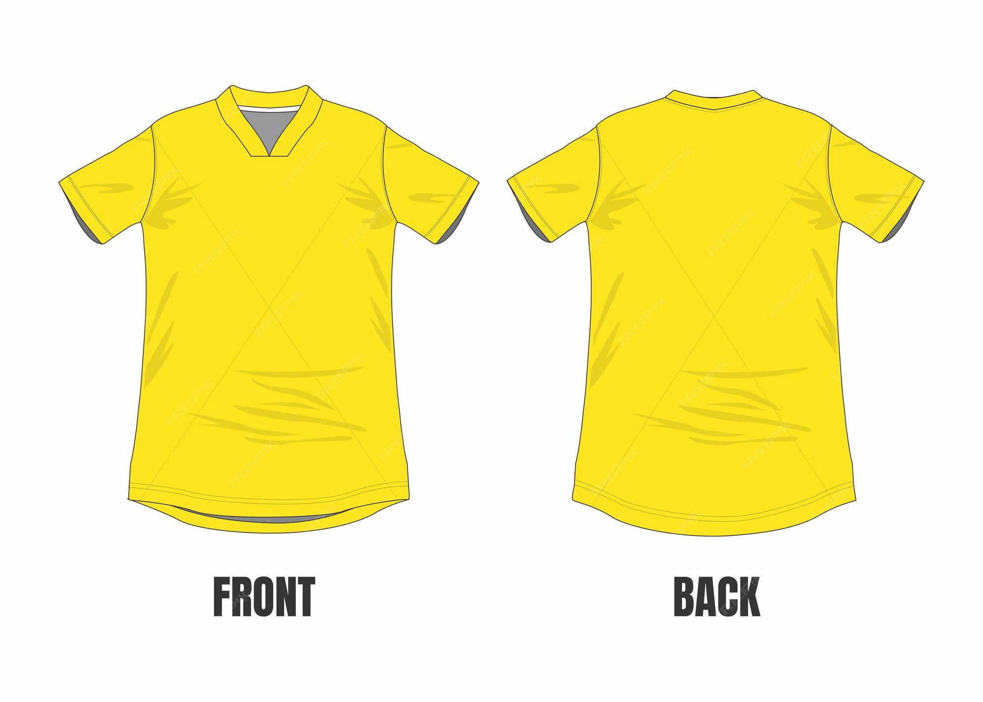 Colorier Dessin Maillot De Foot Vierge Maquette De Maillot Jaune Design Recto Verso Motif Vierge | Vecteur Premium