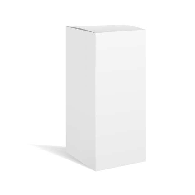 Maquette de paquet de boîte rectangulaire de vecteur blanc