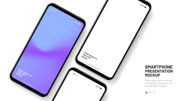 Maquette de smartphone 3D de haute qualité avec un angle différent et un arrière-plan isolé pour afficher l'application mobile