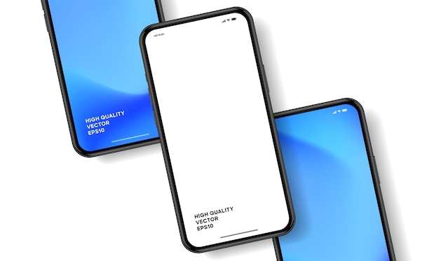 Maquette de smartphone 3D de haute qualité avec un angle différent et un arrière-plan isolé pour afficher l'application mobile
