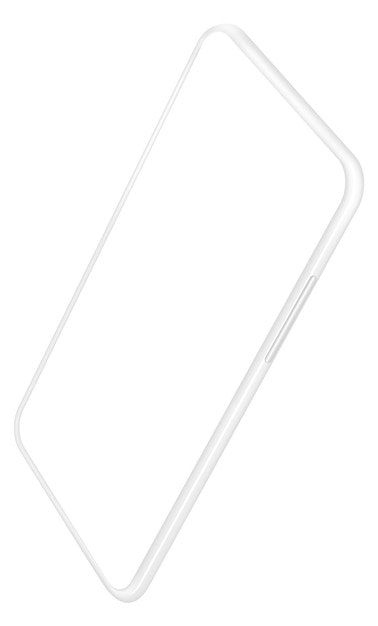 Maquette de smartphone réaliste Écran de gadget vierge incliné isolé sur fond blanc