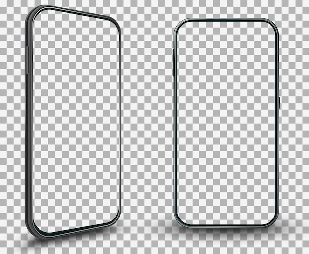 Vecteur maquette de smartphone réaliste avec un style minimaliste cadre de téléphone en perspective 3d moderne transparent