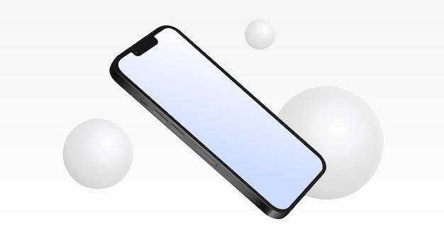 Vecteur maquette de smartphone simple avec illustration vectorielle de bulles blanches 3d