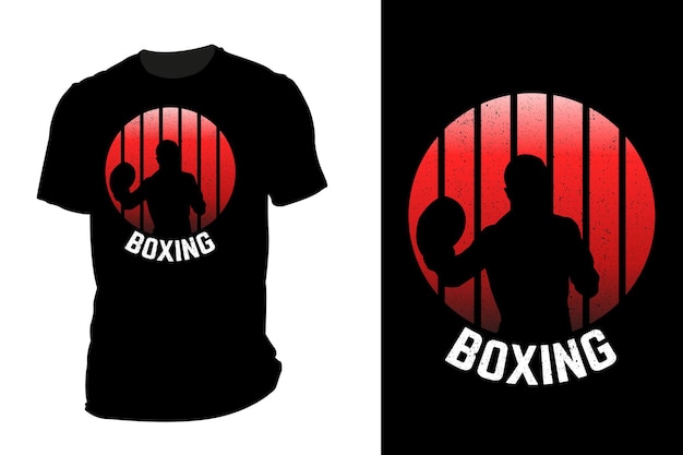 Maquette T-shirt Silhouette Boxe Rétro Vintage