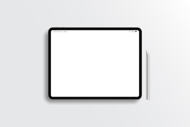 Maquette de tablette avec écran horizontal transparent