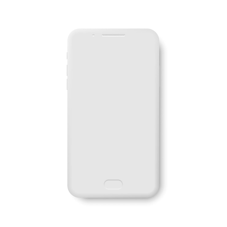Vecteur maquette de téléphone mobile en argile isolée sur fond blanc, vue de face. illustration vectorielle