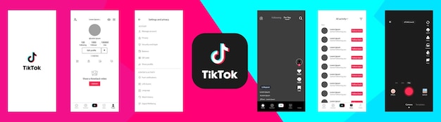 Maquette TikTok Définir le modèle d'interface de médias sociaux et de réseau d'écran