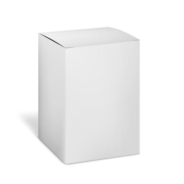 Maquette de vecteur de boîte en carton blanc vierge. Emballage en carton de papier. Maquette pour la conception