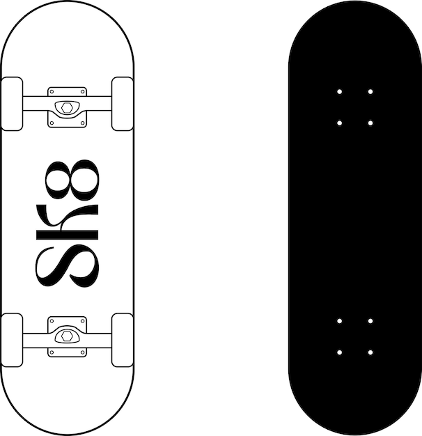 maquette de vecteur de planche à roulettes de base