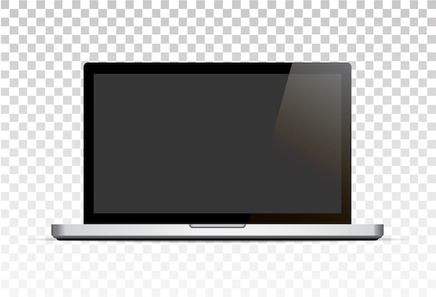 Vecteur maquette vectorielle ordinateur portable réaliste avec écran vide debout ordinateur portable isolé sur transparent