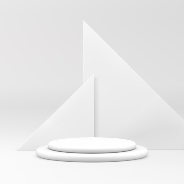 Maquette de vitrine de piédestal de podium blanc 3D pour le spectacle de produits cosmétiques illustration vectorielle réaliste