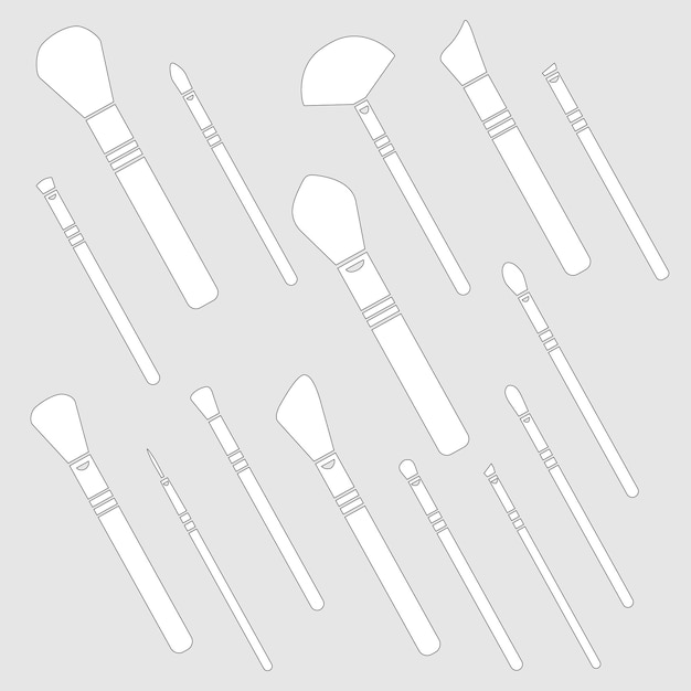 Maquettes vectorielles de brosse de maquillage de conception de cosmétiques de beauté