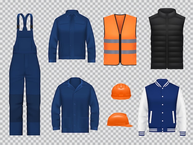 Maquettes De Veste Et De Gilet Uniformes De Salopettes De Travailleurs