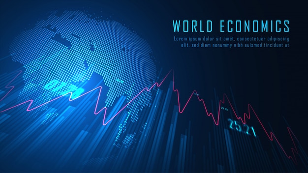 Marché boursier mondial ou graphique de trading forex dans le concept de fond graphique