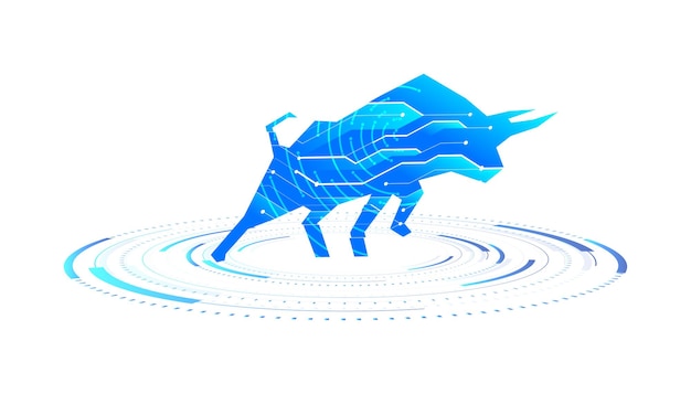 Marché Haussier Bull Avec Graphique électronique Numérique Pour La Monnaie Blockchain De La Nouvelle Technologie