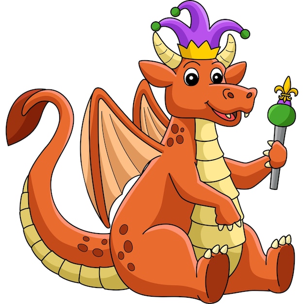 Vecteur mardi gras bouffon dragon dessin animé coloré clipart