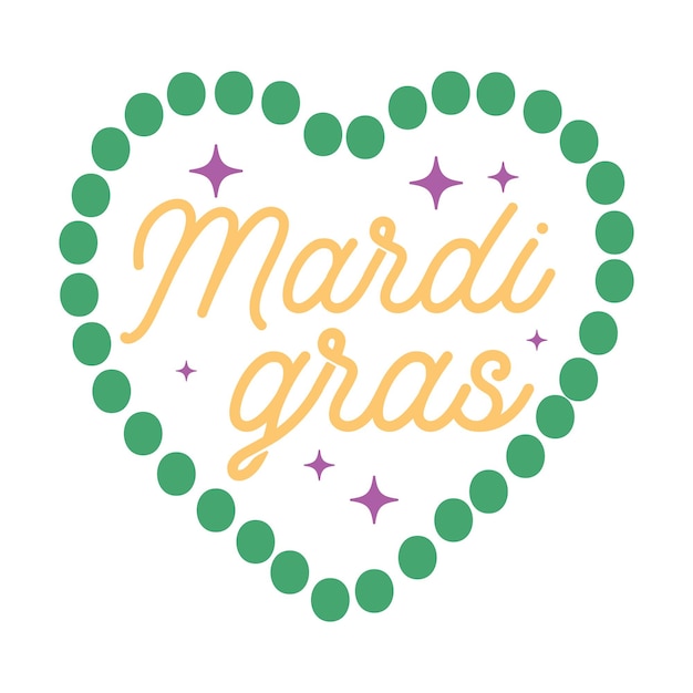 Mardi Gras Quote Design Vector Illustration Typographie Cœur (en Anglais)