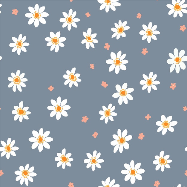 Marguerites blanches sur fond gris.