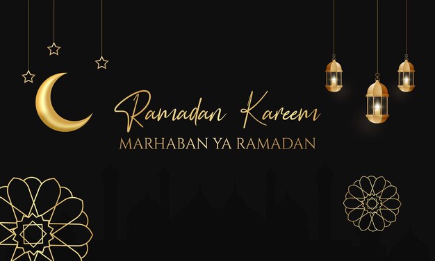 Vecteur marhaban ya ramadan accueille le mois de ramadan kareem