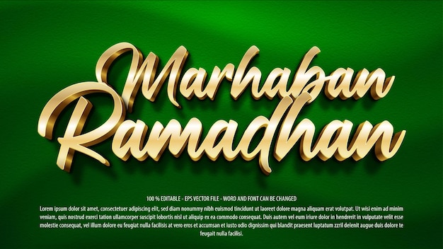 Marhaban Ya Ramadhan Effet De Texte Modifiable 3d