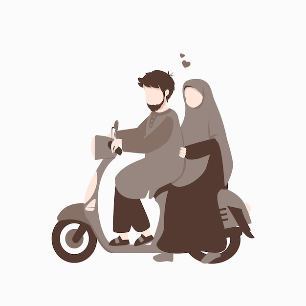 Mari Et Femme Conduisant Une Moto