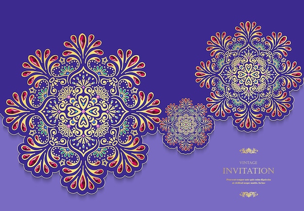 Mariage ou carte d'invitation style vintage avec cristaux abstrait motif fond vecteur eps10
