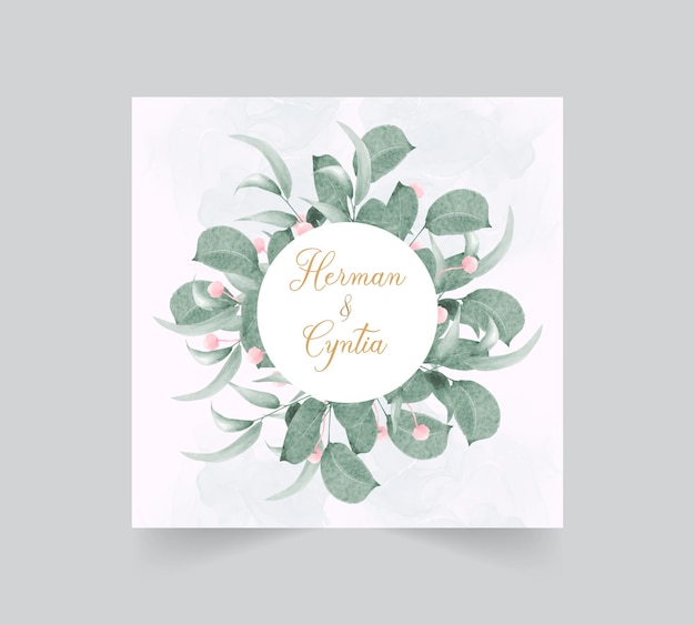 Mariage Floral Belle Invitation Saint Valentin Avec Cadre Doré