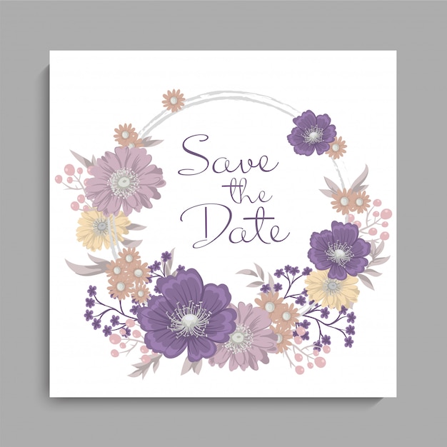 Mariage Floral Fond Violet Motif Floral