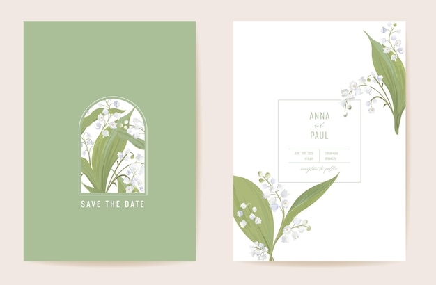 Mariage Lys Floral Save The Date Set. Fleurs De Printemps De Vecteur, Feuilles De Carte D'invitation Boho. Cadre Pastel De Modèle Aquarelle, Couverture De La Saint-valentin, Design D'arrière-plan Moderne, Papier Peint