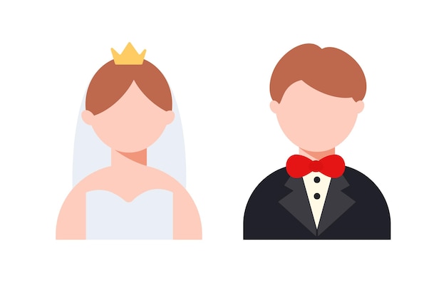 La mariée et le marié sont des cheveux bruns Illustration vectorielle